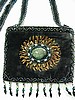 Charcoal gray small purse w/ feather design
